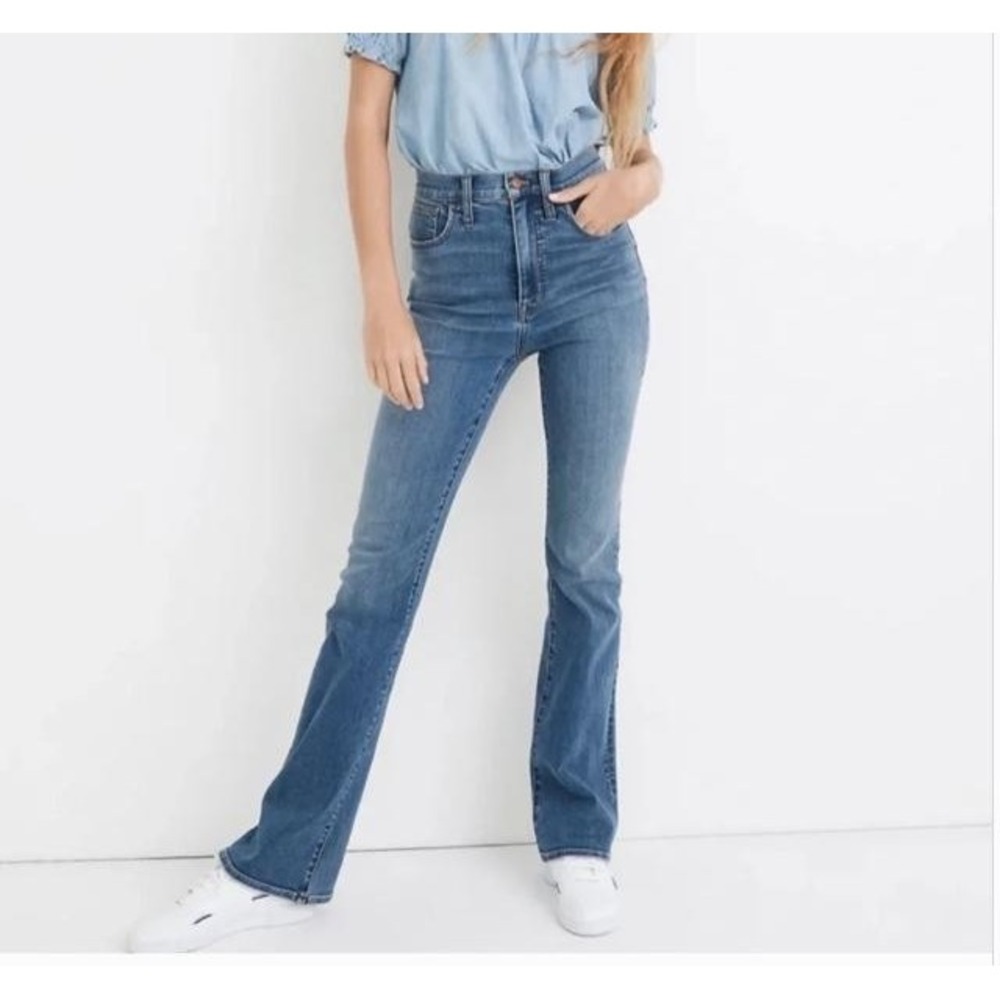 Madewell Skinny Flare Jeans Womens 28 Blue Excellent High Rise Medium Wash